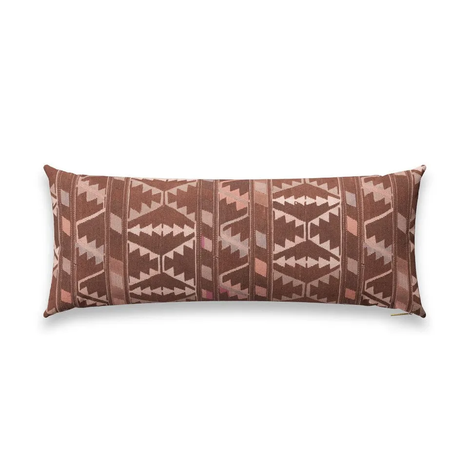 Toffee Cross Kilim Pillow by St. Frank | Brown | 40" W x 15" H | Cotton
