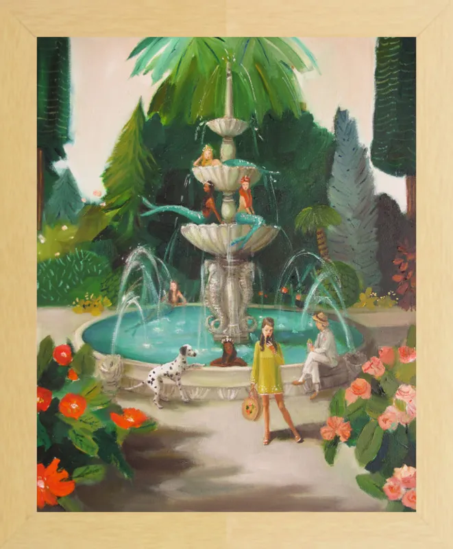 Selfie At The Mermaid Public Fountain by Janet Hill for Artfully Walls