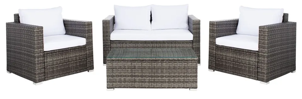 Machie 4 Piece Living Set - Gray Brown/White