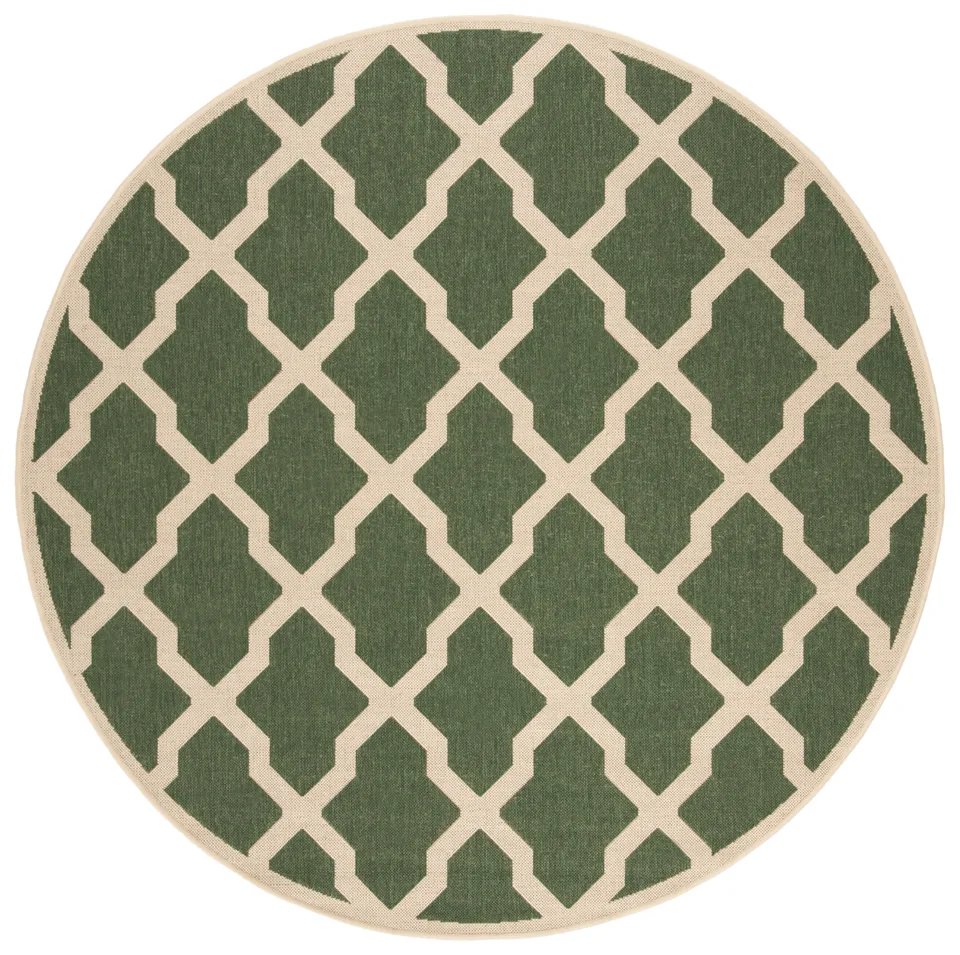 Arlo Home Indoor/Outdoor Woven Area Rug, LND122Y, Green/Cream,  6' 7" X 6' 7" Round