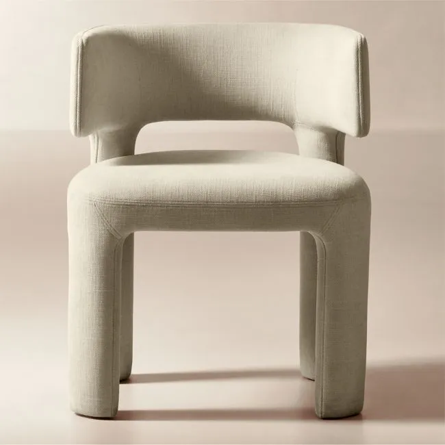 Basel Warm White Performance Fabric Dining Armchair