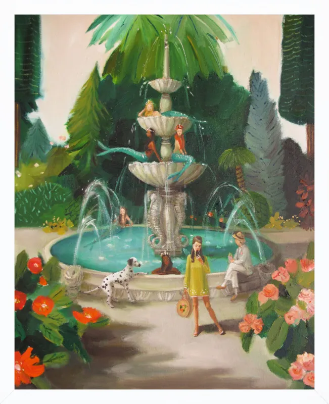 Selfie At The Mermaid Public Fountain by Janet Hill for Artfully Walls