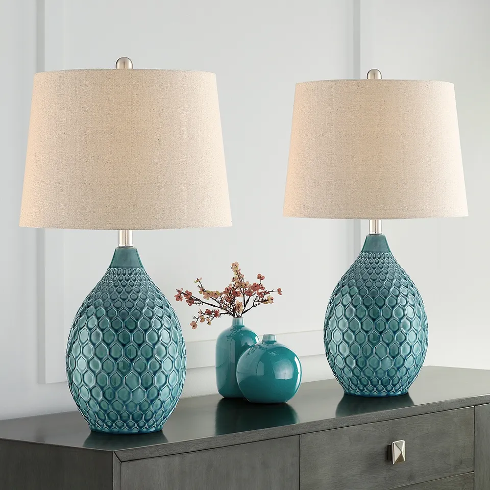 Possini Euro Kate 24 3/4" Sea Foam Ceramic Table Lamps Set of 2