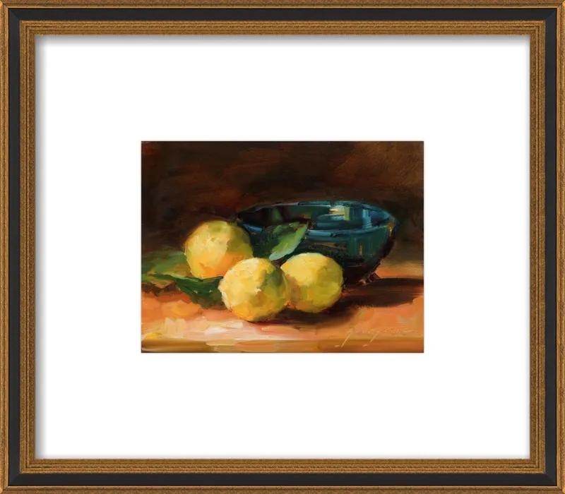 Lemons and Blue Bowl by Georgesse Gomez for Artfully Walls