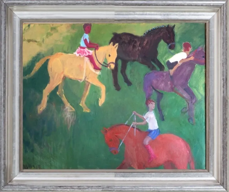 Four Horses, Three Riders by Megan Williamson for Artfully Walls
