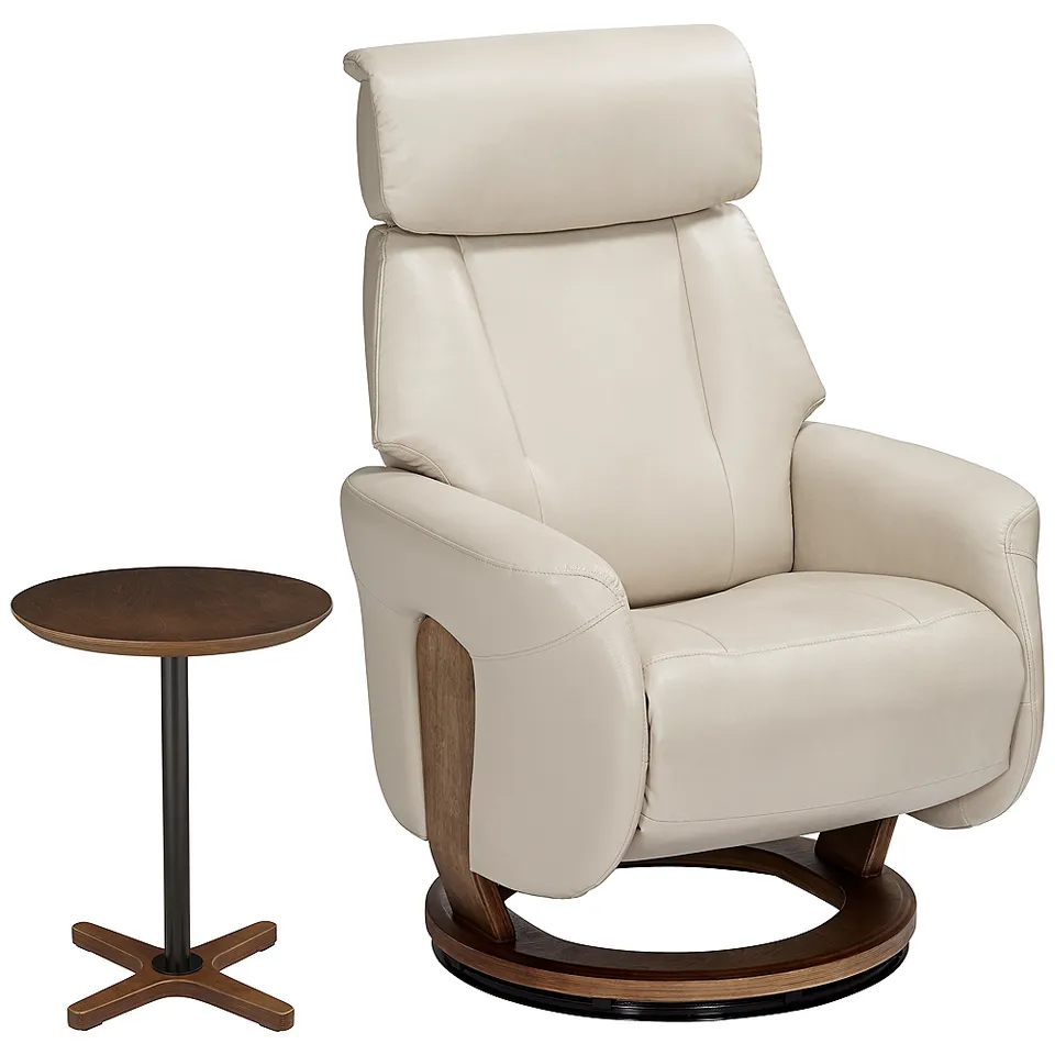 Octavian Augusta Taupe and Walnut 2-Piece Recliner and Table Set