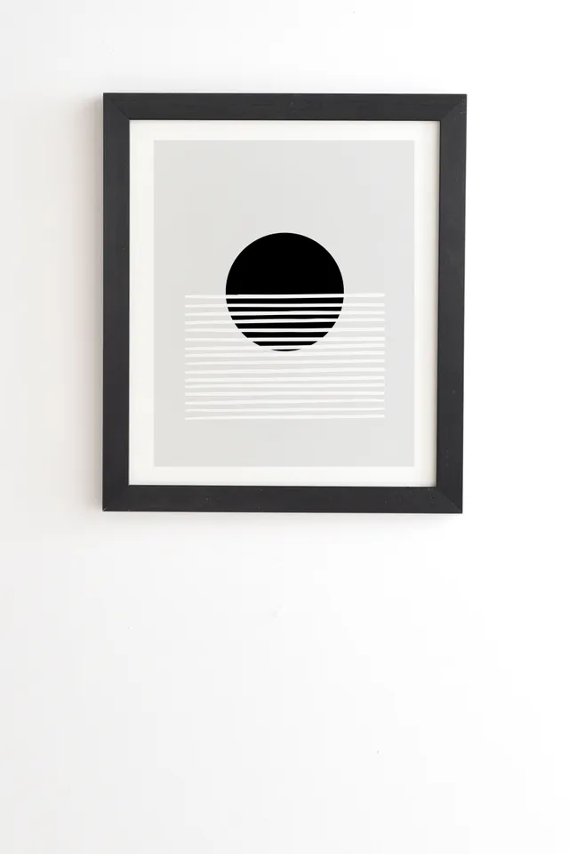 Sunset Monochrome by Mambo Art Studio - Framed Wall Art Basic Black 12" x 12"