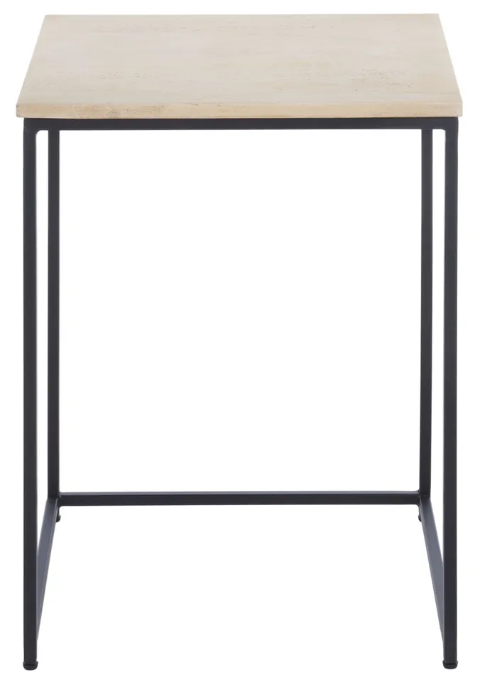 Rue Wood Top Accent Table - Black / Beige