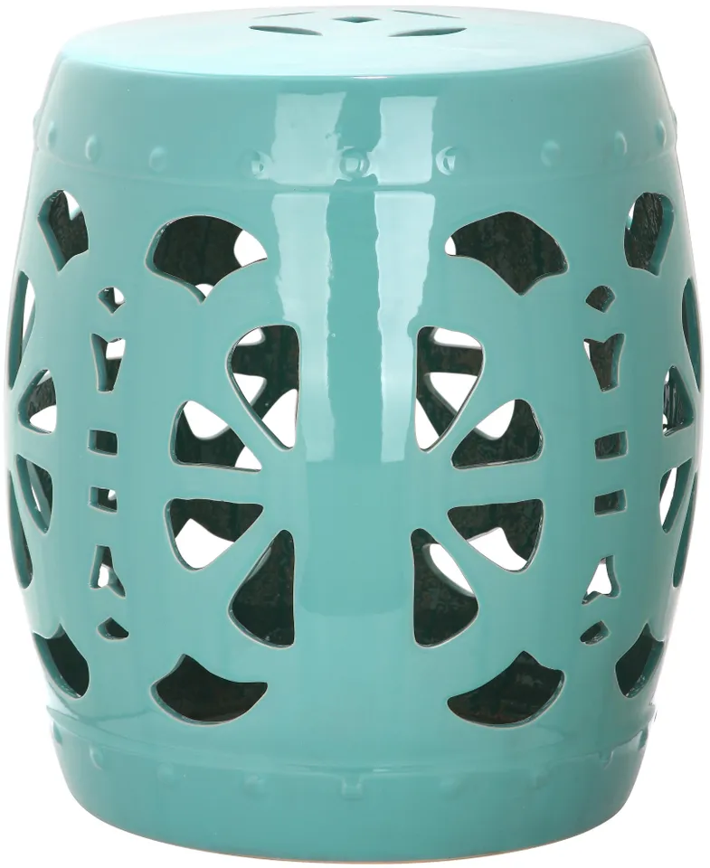 Stencil Blossom Garden Stool - Light Blue