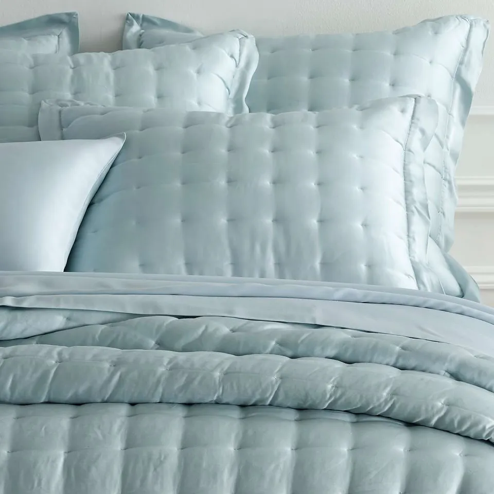 Silken Solid Robin's Egg Blue Puff Sham