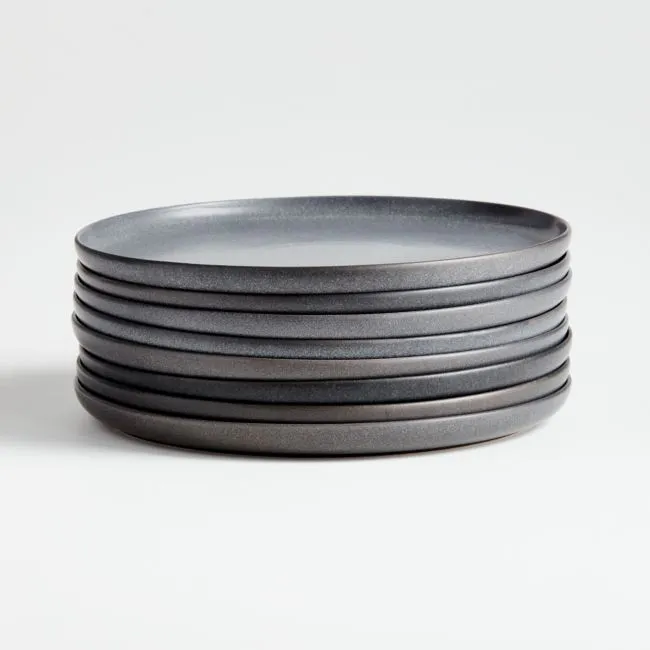 Wren Matte Dark Grey Salad Plates, Set of 8