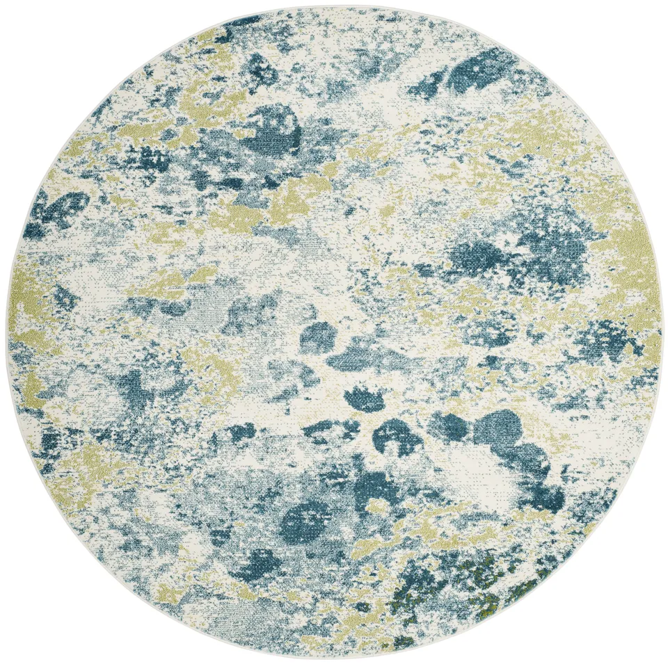 Arlo Home Woven Area Rug, WTC696B, Ivory/Light Blue,  6' 7" X 6' 7" Round