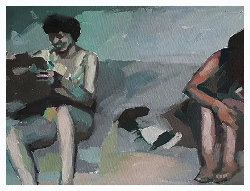 Girls at the beach by Mary Sinner for Artfully Walls