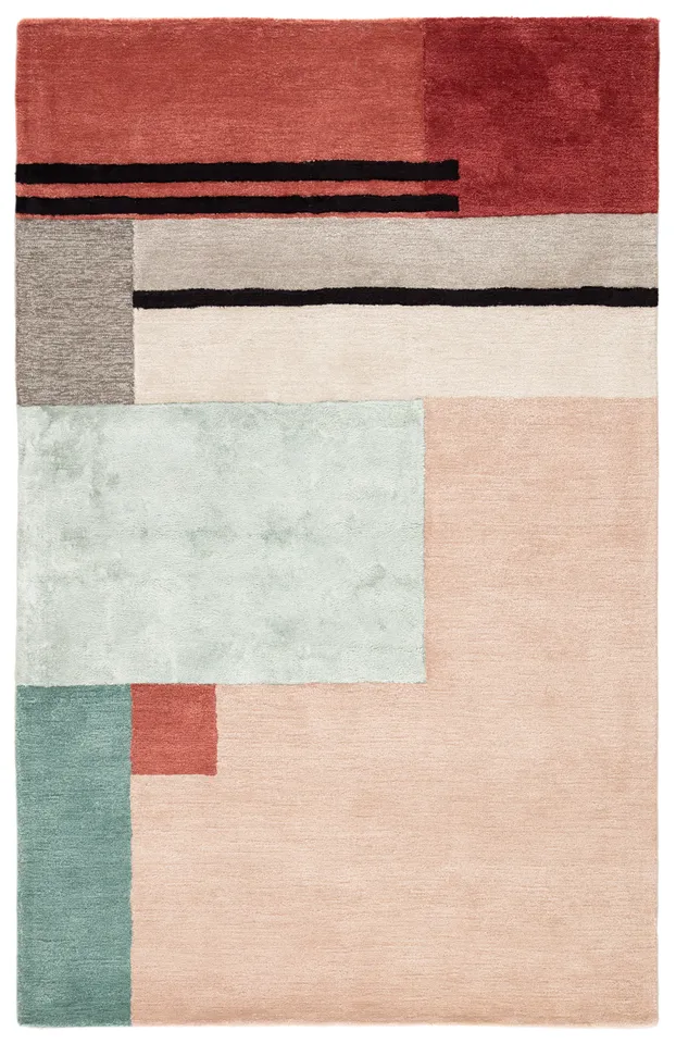 Segment Handmade Geometric Pink/ Red Area Rug (8'X11')