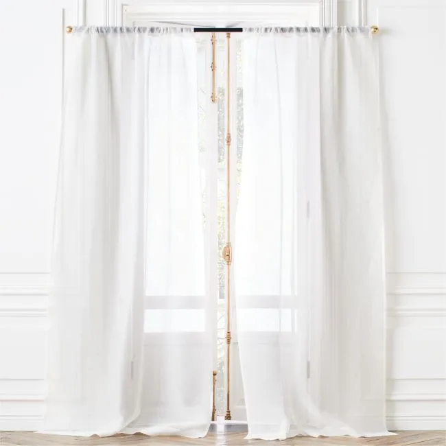Warm White Linen Sheer Window Curtain Panel 48"x96"