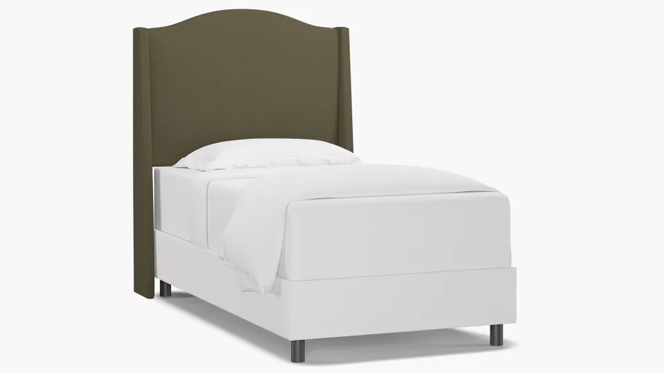 Classic Wingback Headboard, Olive Everyday Linen, Twin