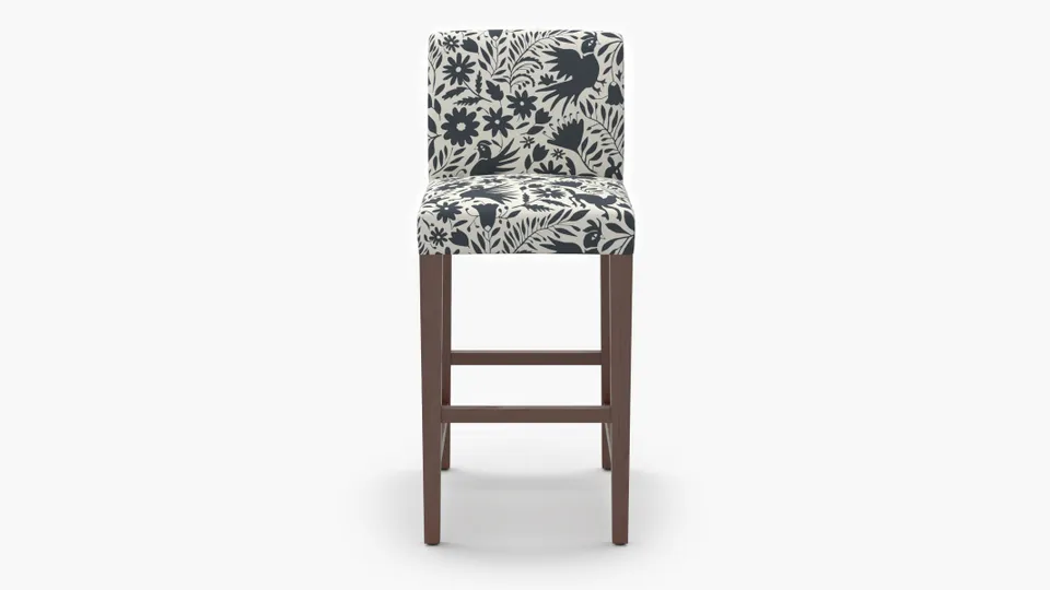 Signature Dining Bar Stool, Ink Frida, Walnut Square Tapered Leg