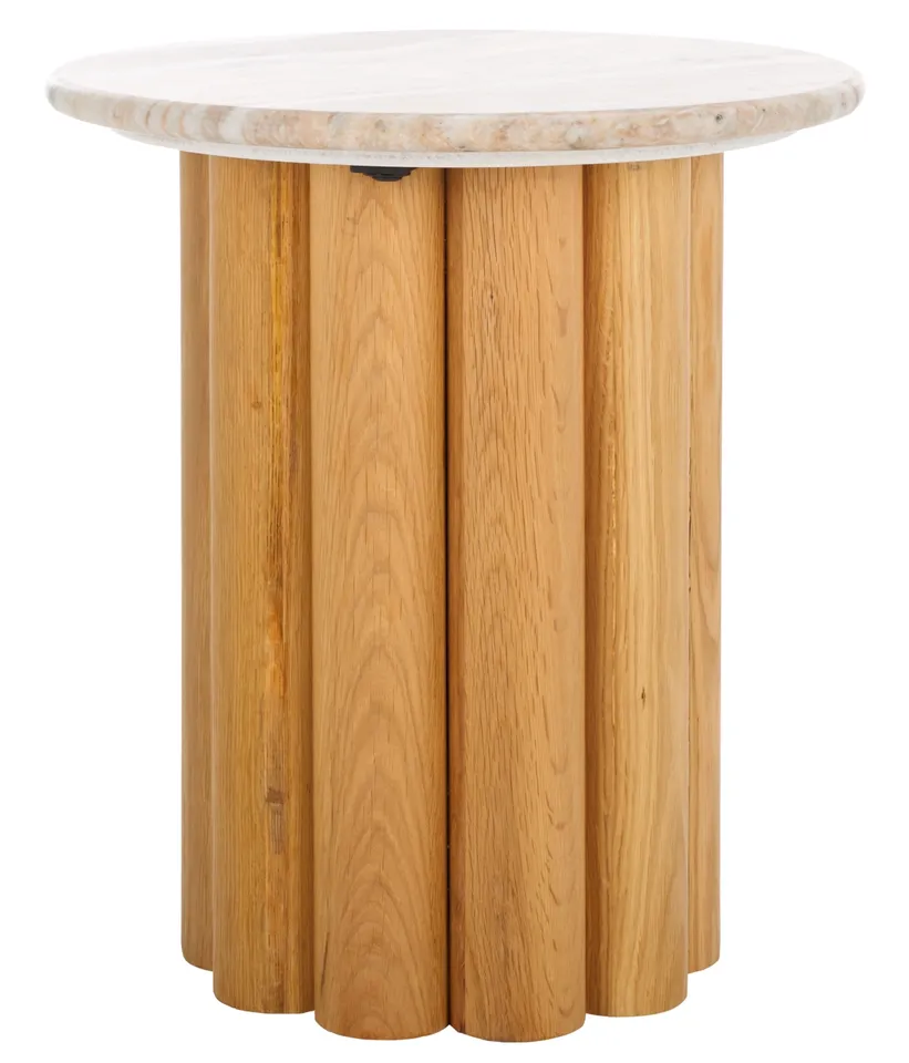 Roxiella Marble Accent Table - Brown/Natural