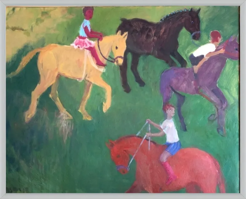 Four Horses, Three Riders by Megan Williamson for Artfully Walls