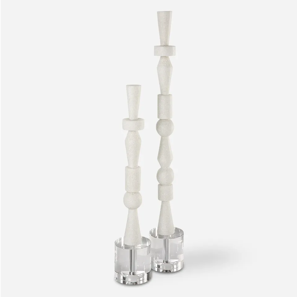 Norte White Stone Sculptures Set/2