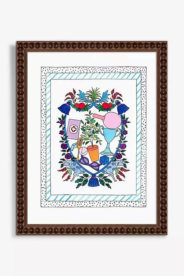 Ornaments In Blue Crest Wall Art