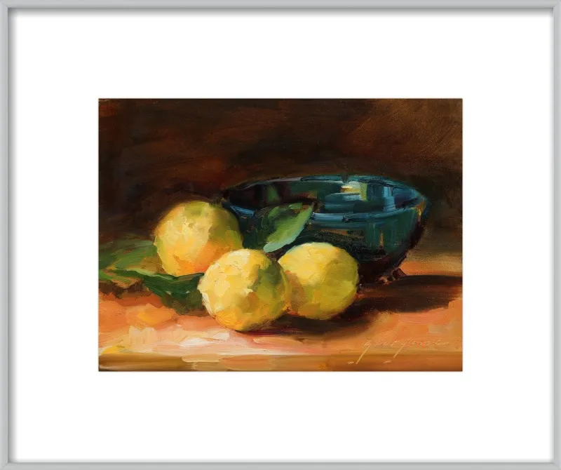 Lemons and Blue Bowl by Georgesse Gomez for Artfully Walls