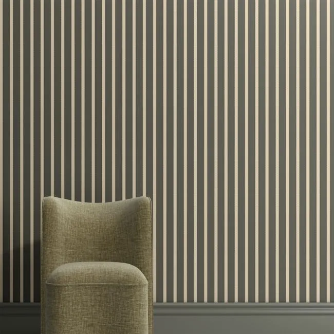 Mayfair Burnt Green Tailored Stripe Wallpaper