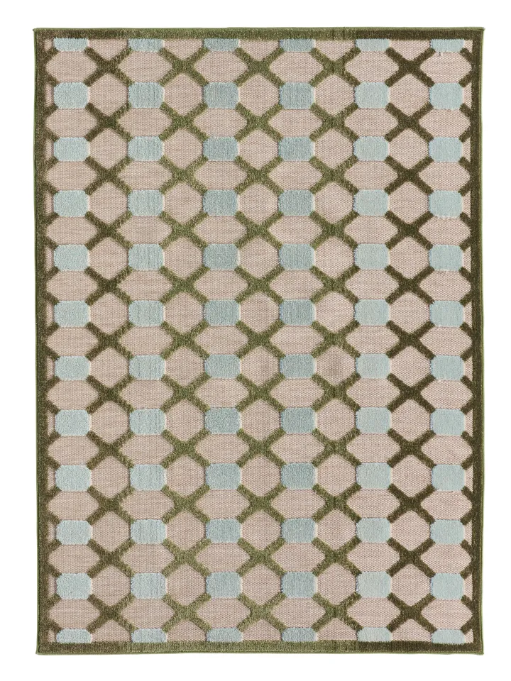 Thessara ALI06 Trellis Green/Green Area Rug (5'X7')