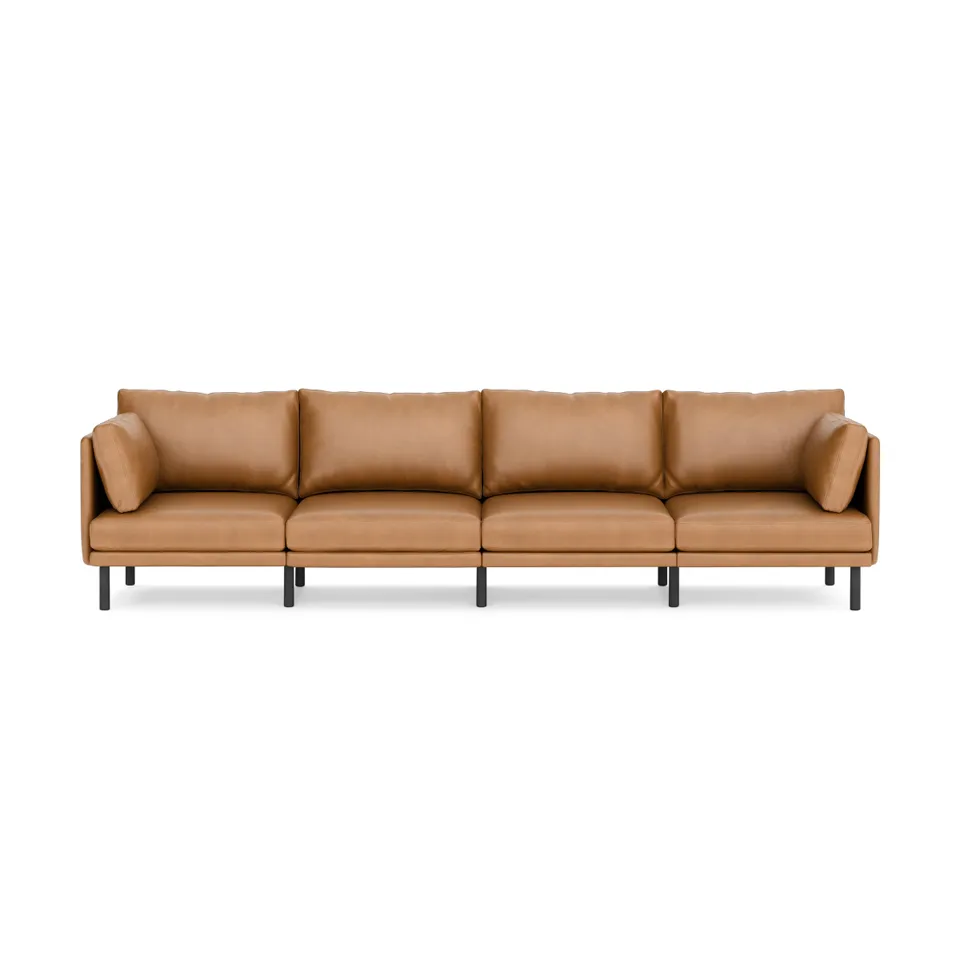 Field Leather 4-Piece Sofa - Camel - Top Grain Leather / Black - Metal