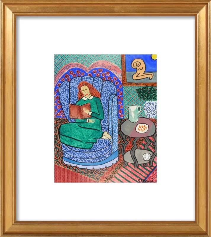 Red Headed Reader by Linda Elksnin for Artfully Walls