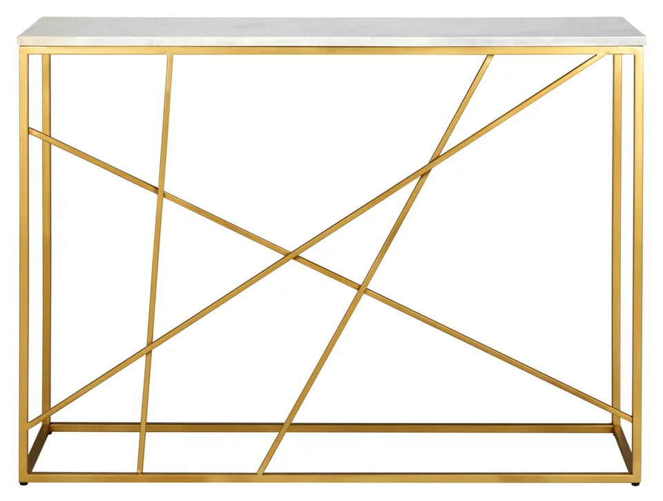 Lumen Marble Console Table - White Marble / Gold