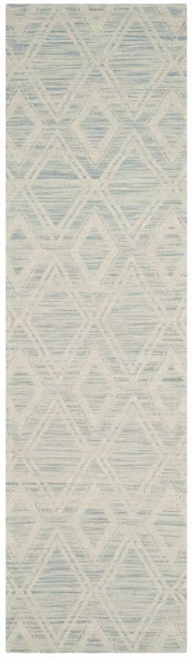 Arlo Home Hand Loomed Area Rug, MRB312B, Light Blue/Ivory,  2' 3" X 8'