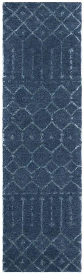 Arlo Home Hand Tufted Area Rug, HIM903N, Navy/Silver,  2' 3" X 8'