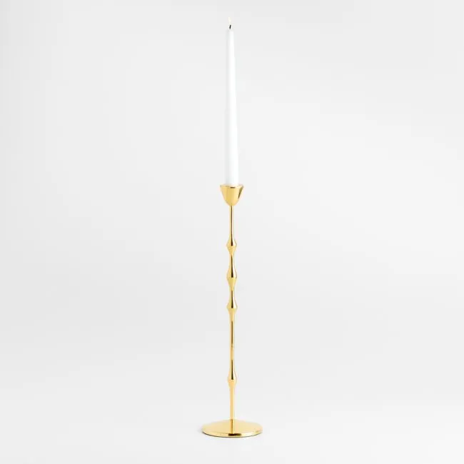 Beaded Large Polished Brass Finish Metal Taper Holder 17.5"