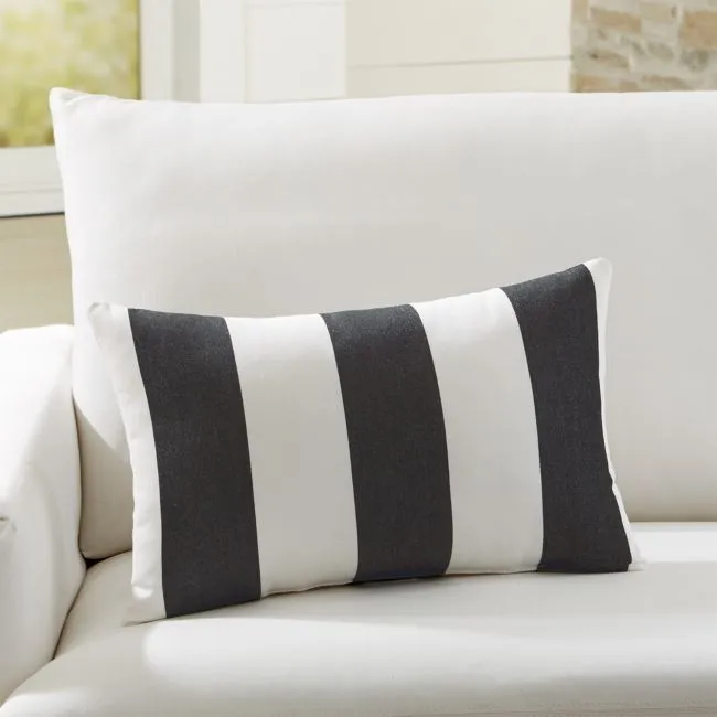 Sunbrella ® 20"x13" Black Cabana Stripe Outdoor Pillow