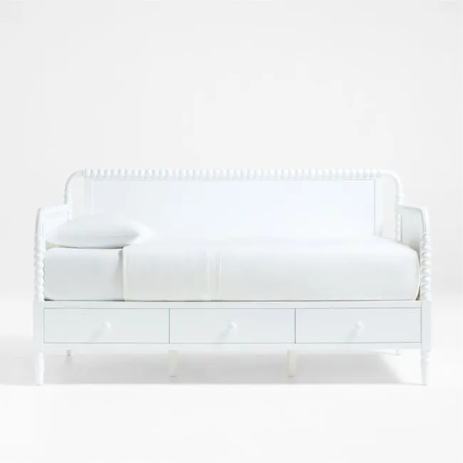 Jenny Lind White Wood Spindle Kids Daybed With Storage