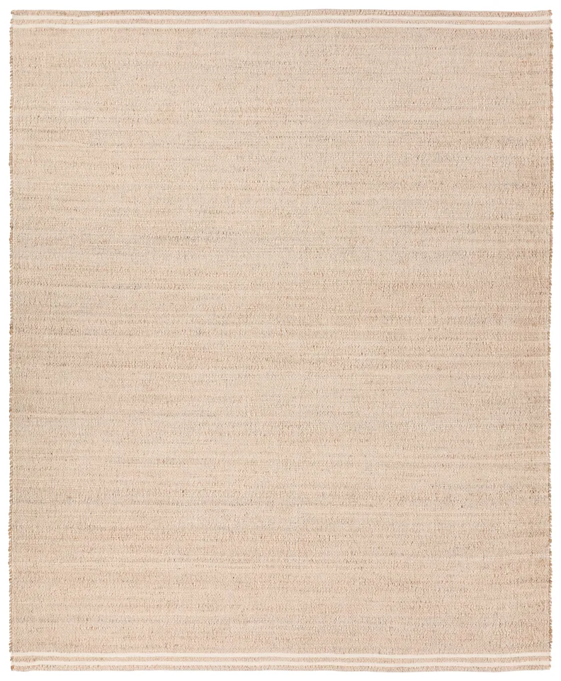 Solous KET02 Handmade Solid Tan and White Area Rug (7'9"x9'9")