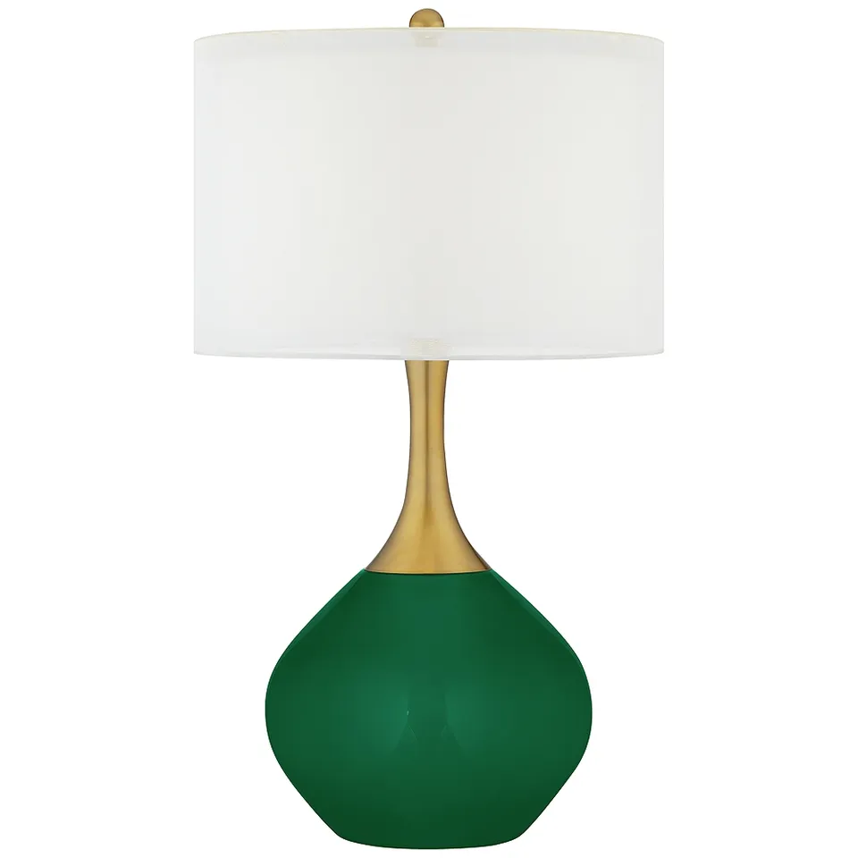 Color Plus Nickki Brass 30 1/2" High Modern Greens Table Lamp