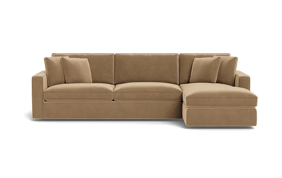 James 3-Seat Right Chaise Sectional with Contrast Piping