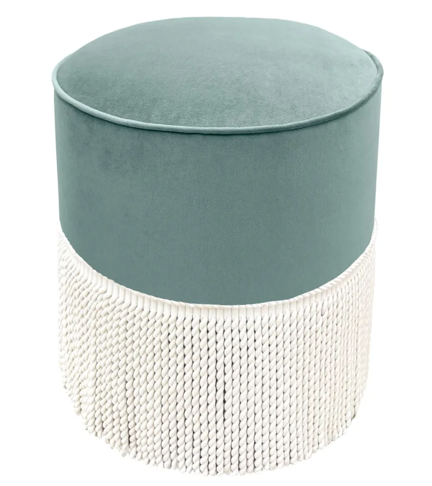 THE TIGHT ROUND OTTOMAN :: SOCIETY VELVET - 17" Diameter X 19" Height Without Bullion / Sable