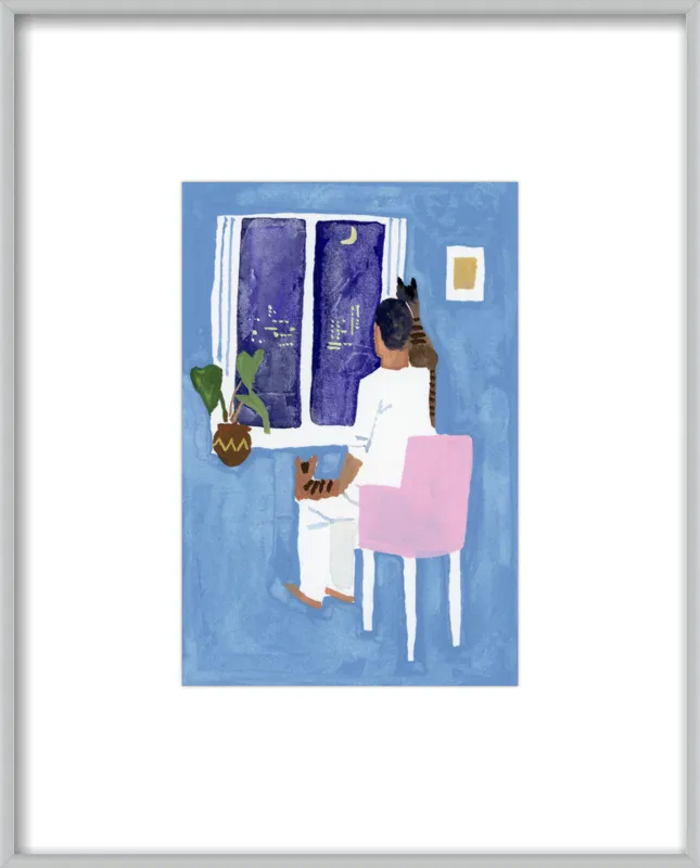 Look at the cat and the moon by Hiroyuki Izutsu for Artfully Walls