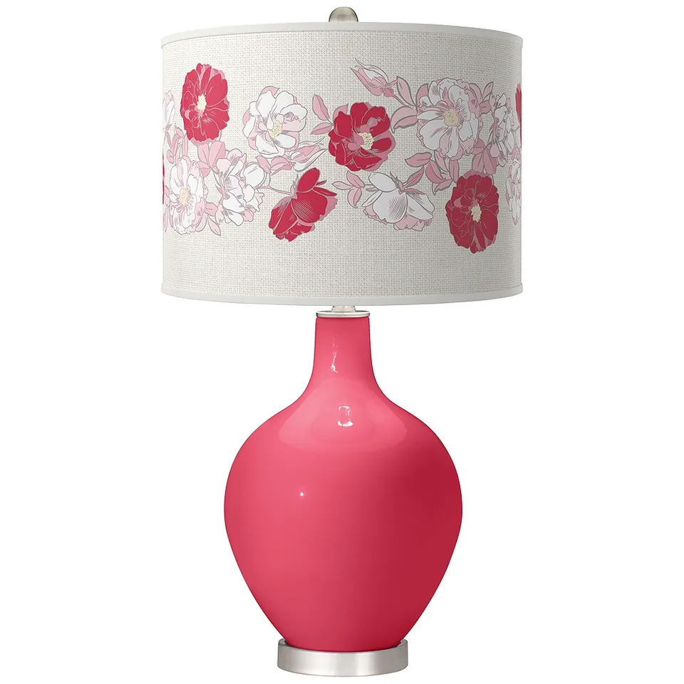 Color Plus Ovo 28 1/2" High Rose Bouquet Shade Eros Pink Table Lamp