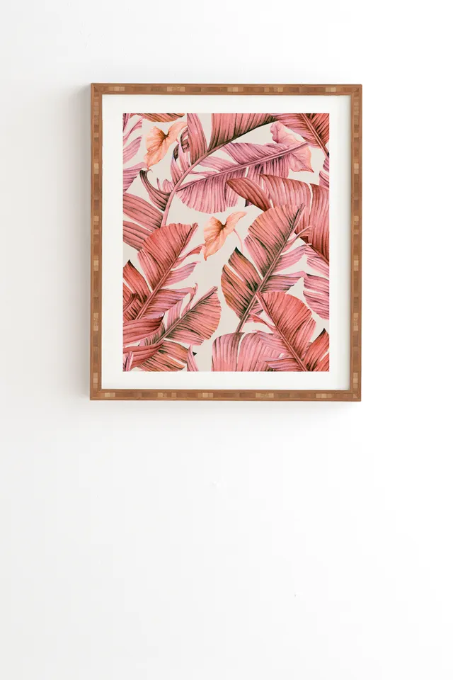 Jungle Paradise Pink by Marta Barragan Camarasa - Framed Wall Art Bamboo 12" x 12"
