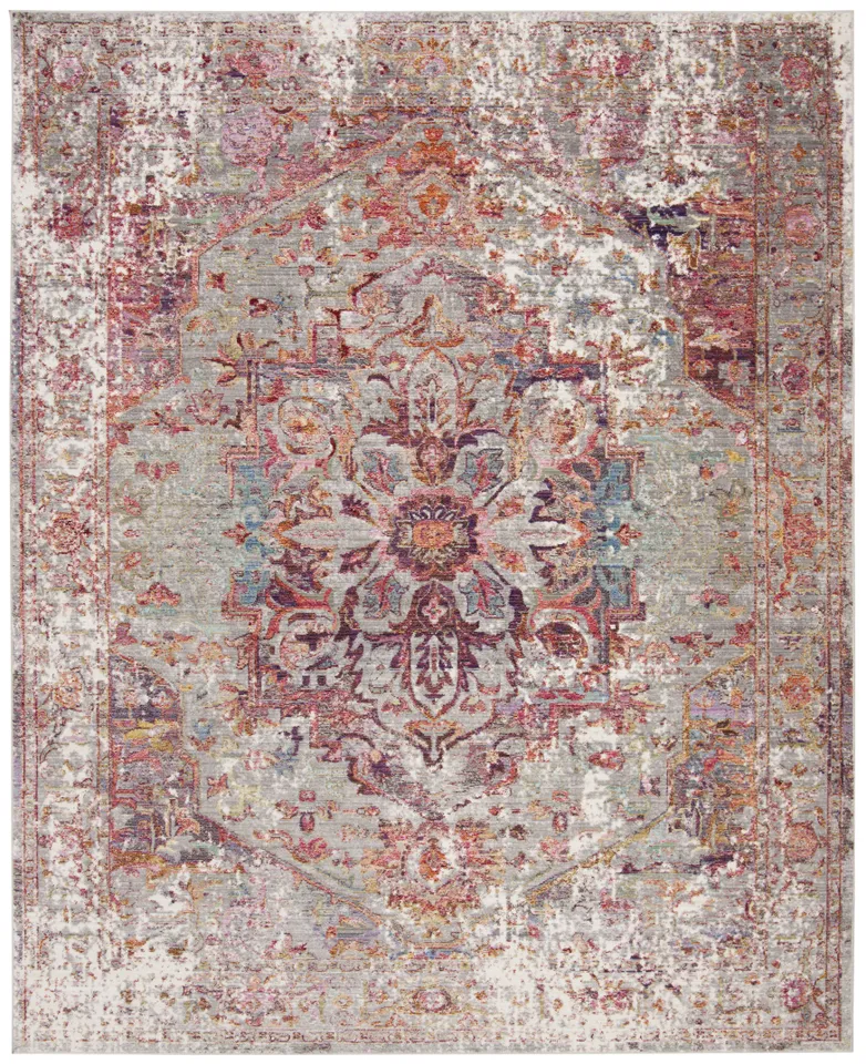 Arlo Home Woven Area Rug, VAL163Q, Grey/Red,  8' X 10'