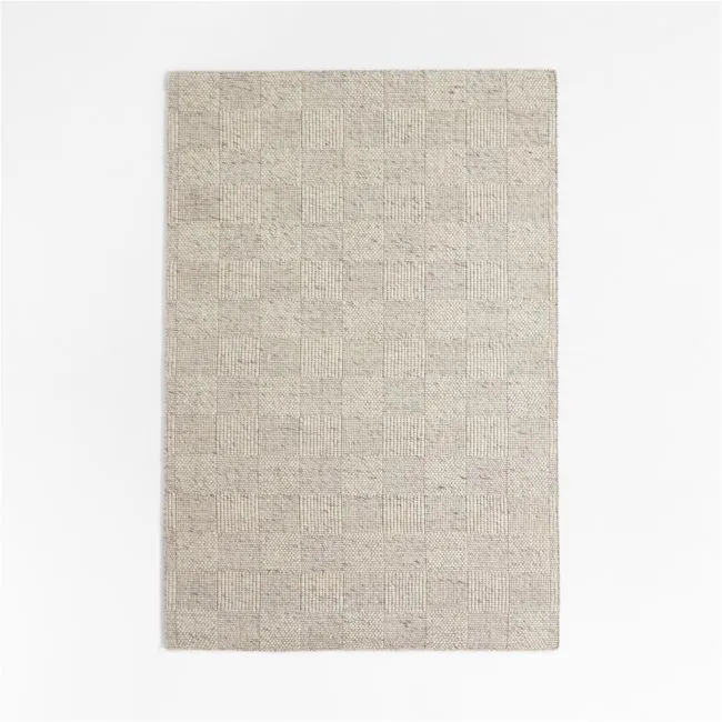 Chunky Squares Wool and Polyester Grey Kids Performance Area Rug 8'x10'