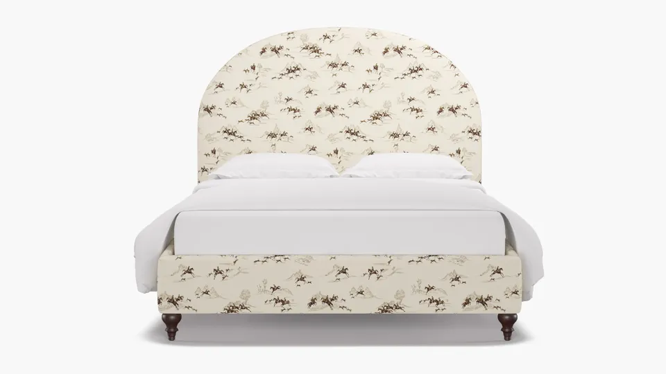 Demilune Bed, Green Cotswold Hunt, Espresso Traditional Turned Leg, Queen