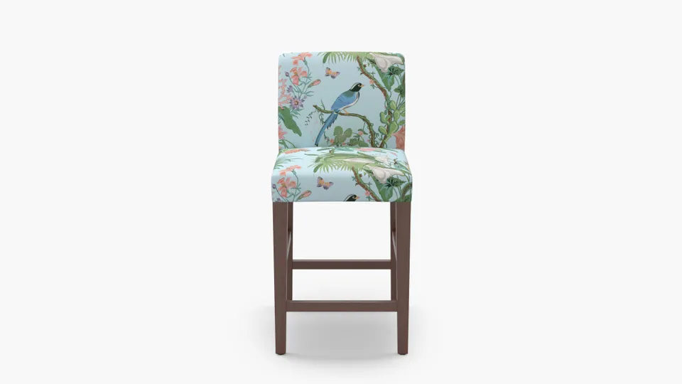 Signature Dining Counter Stool, Sky Cinque Terra, Walnut Square Tapered Leg