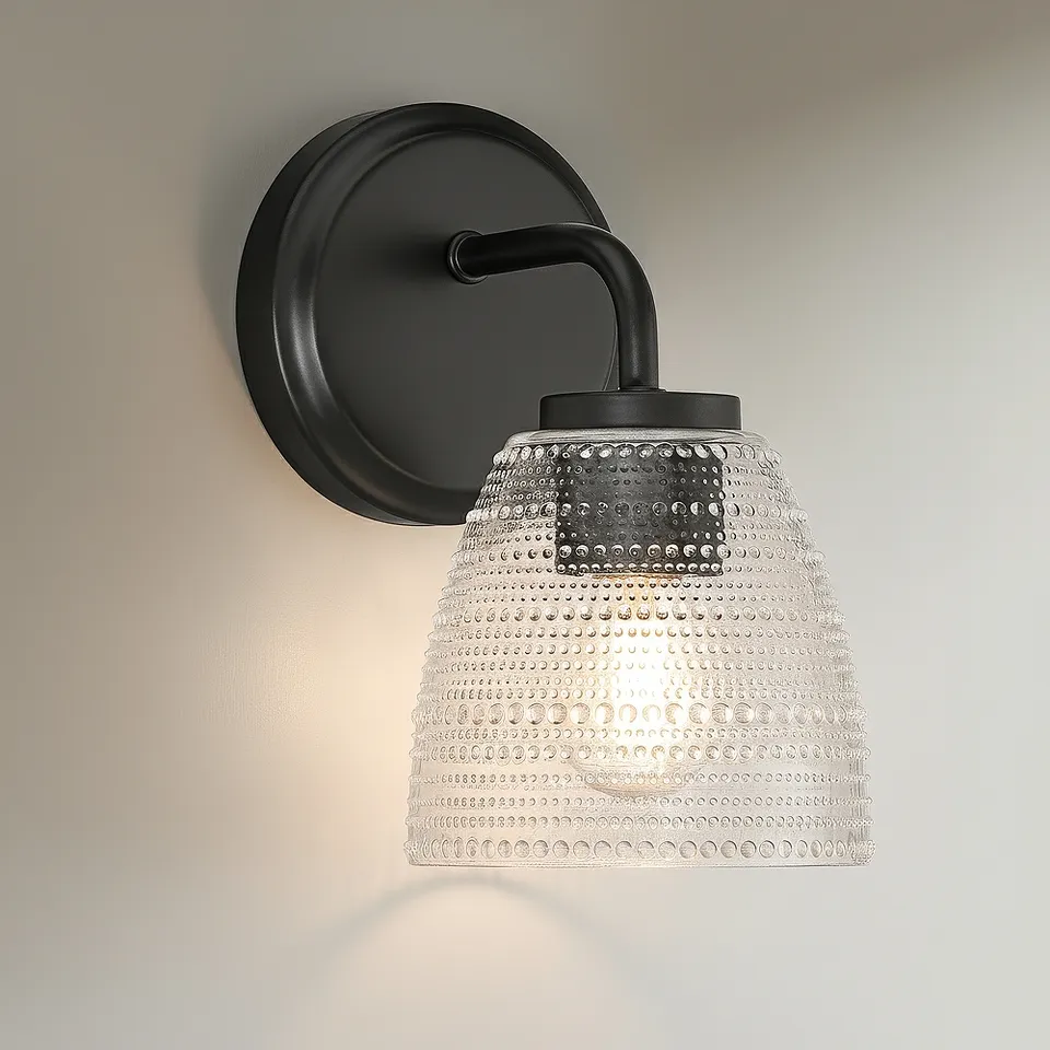Possini Euro Sabrina 9" High Black and Glass Wall Sconce