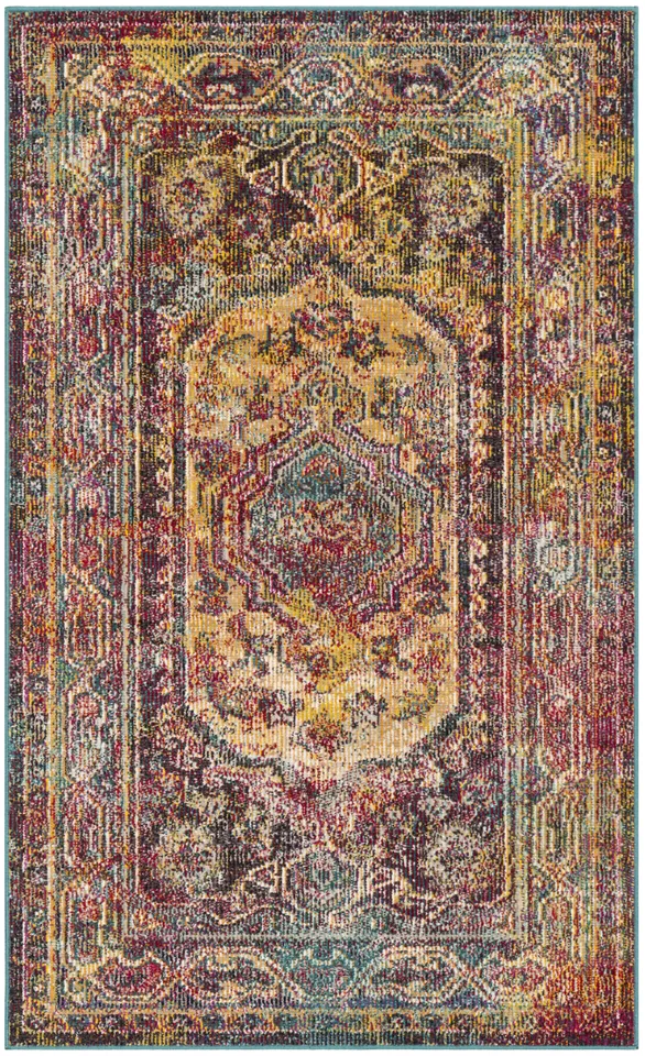 Arlo Home Woven Area Rug, CRS514T, Teal/Rose,  3' X 5'
