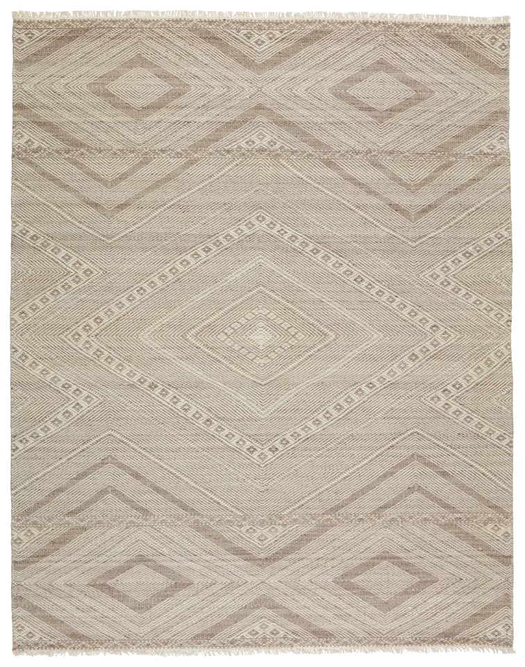 Suriya Handmade Tribal Taupe/ Cream Area Rug (8'X10')